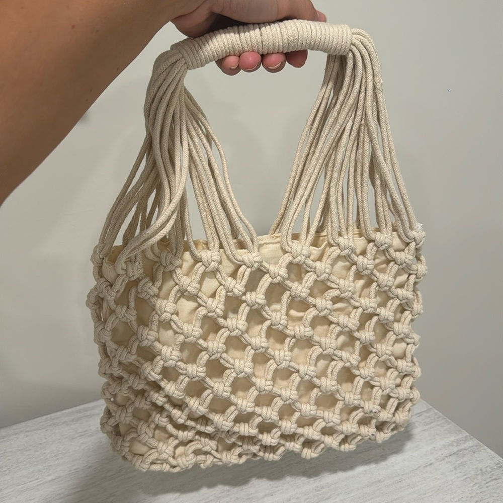 Cream yarn bag